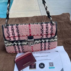Burberry Tweed Handbag and Burberry cardholder